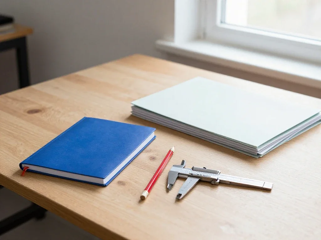 Fournitures de bureau et outils de mesure variés illustrant la diversité des projets non classés.
